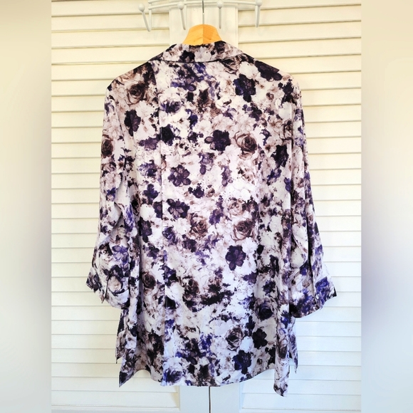 Simply Vera Vera Wang Blouse, XL, White and Purple - Picture 3 of 6